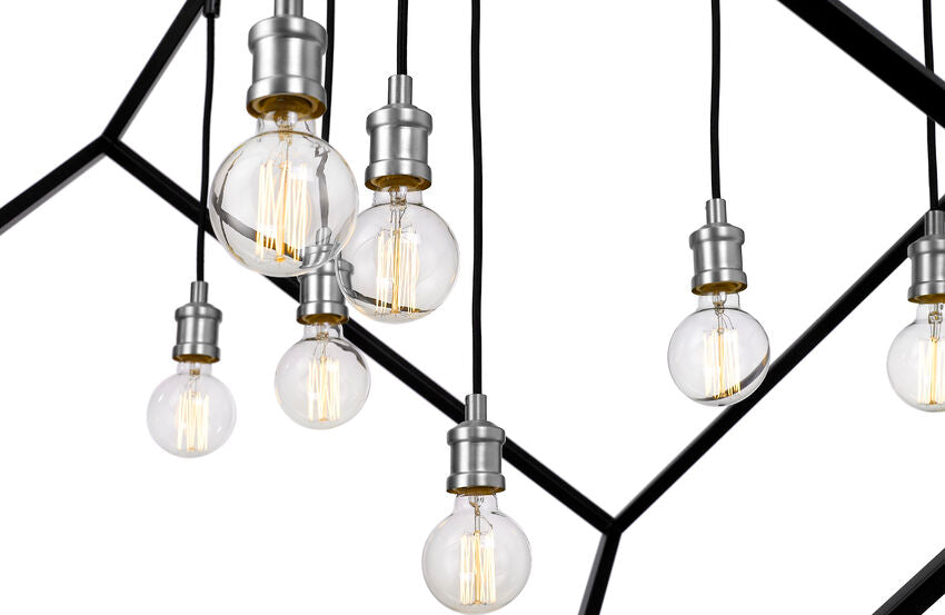 Z-Lite Vertical 44" 7-Light Matte Black and Brushed Nickel Pendant Light