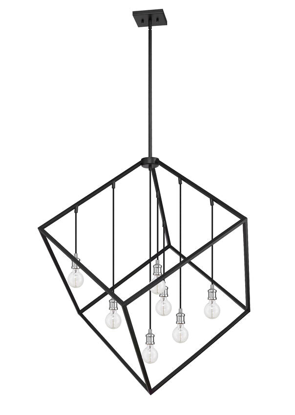Z-Lite Vertical 44" 7-Light Matte Black and Brushed Nickel Pendant Light
