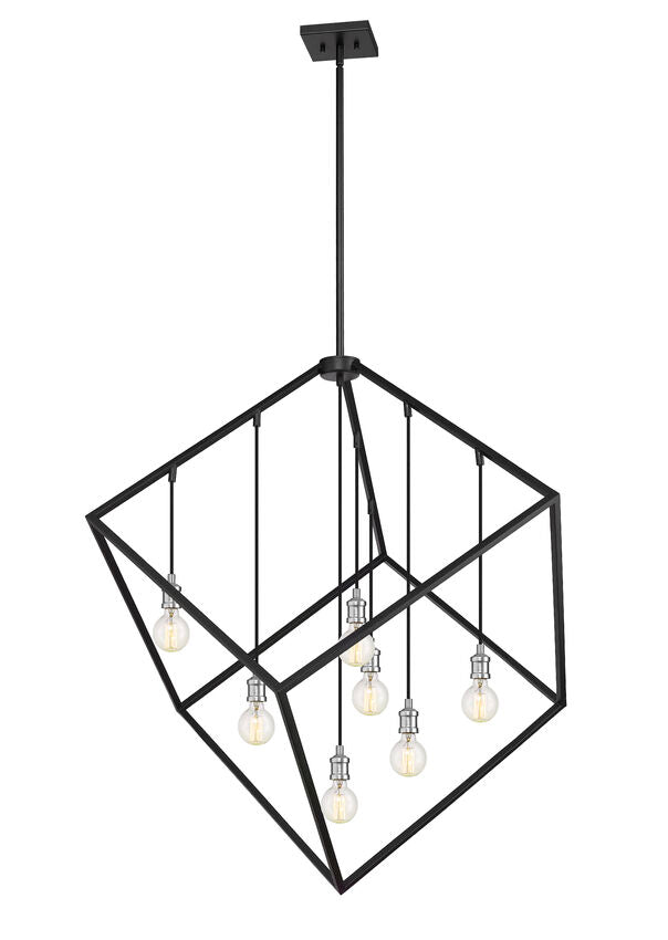 Z-Lite Vertical 44" 7-Light Matte Black and Brushed Nickel Pendant Light