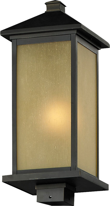 Z-Lite Vienna 8" W x 20" H 1-Light Oil Rubbed Bronze Outdoor Post Mount Fixture With Tinted Seedy Glass Shade