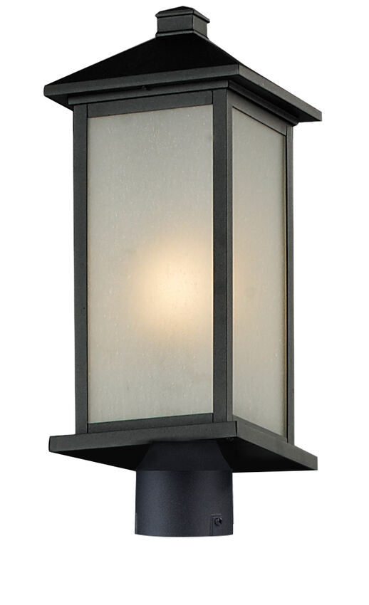 Z-Lite Vienna 8" W x 22" H 1-Light Black Outdoor Post Mount Fixture With White Seedy Glass Shade