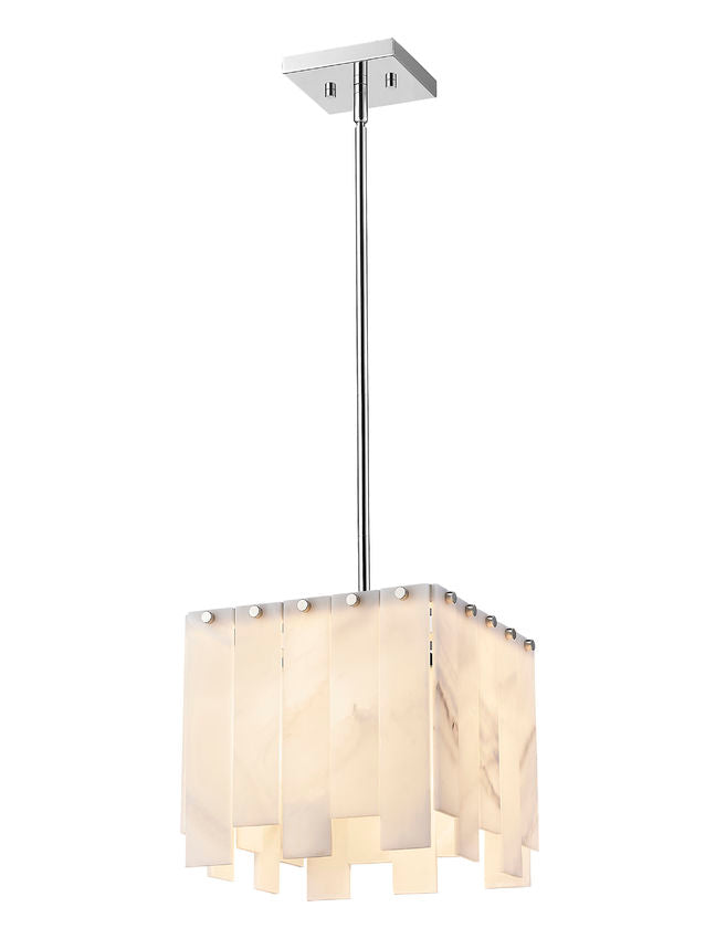Z-Lite Viviana 12" 1-Light Polished Nickel Pendant Light With Alabaster Resin Shade