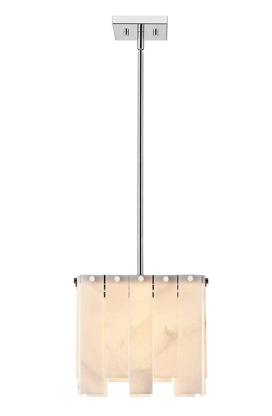 Z-Lite Viviana 12" 1-Light Polished Nickel Pendant Light With Alabaster Resin Shade