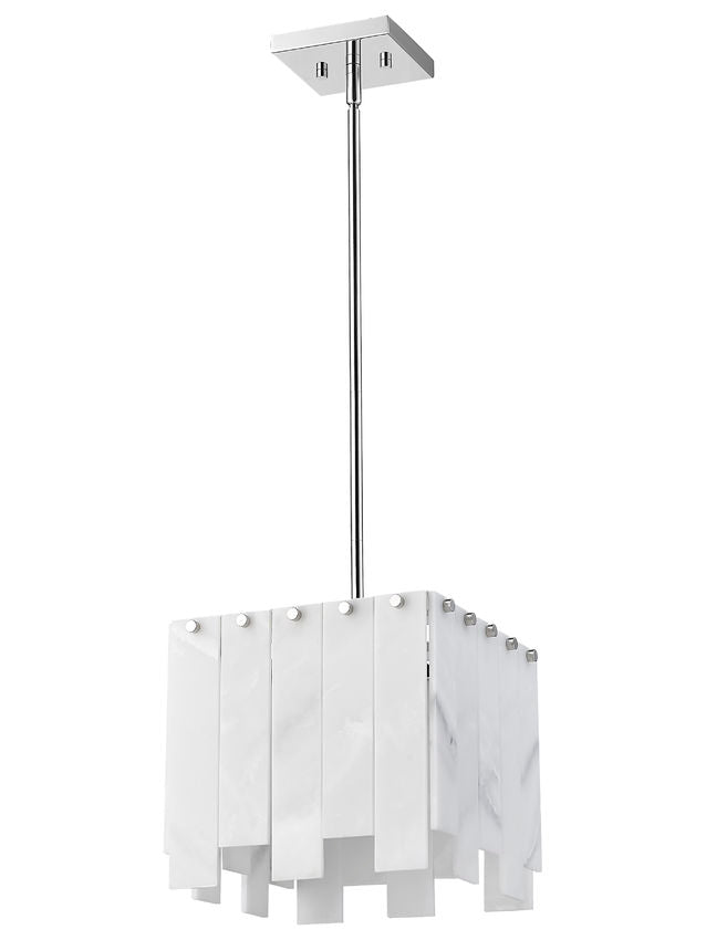 Z-Lite Viviana 12" 1-Light Polished Nickel Pendant Light With Alabaster Resin Shade