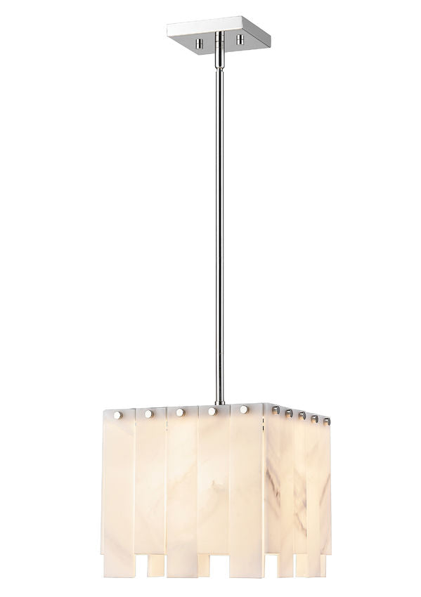 Z-Lite Viviana 12" 1-Light Polished Nickel Pendant Light With Alabaster Resin Shade