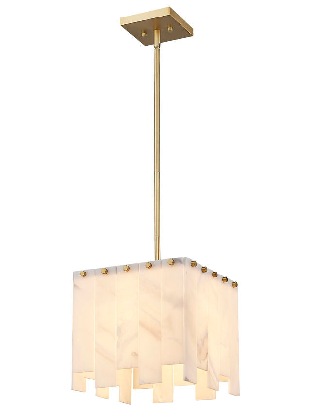 Z-Lite Viviana 12" 1-Light Rubbed Brass Pendant Light With Alabaster Resin Shade