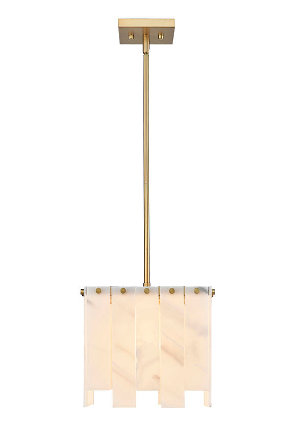 Z-Lite Viviana 12" 1-Light Rubbed Brass Pendant Light With Alabaster Resin Shade