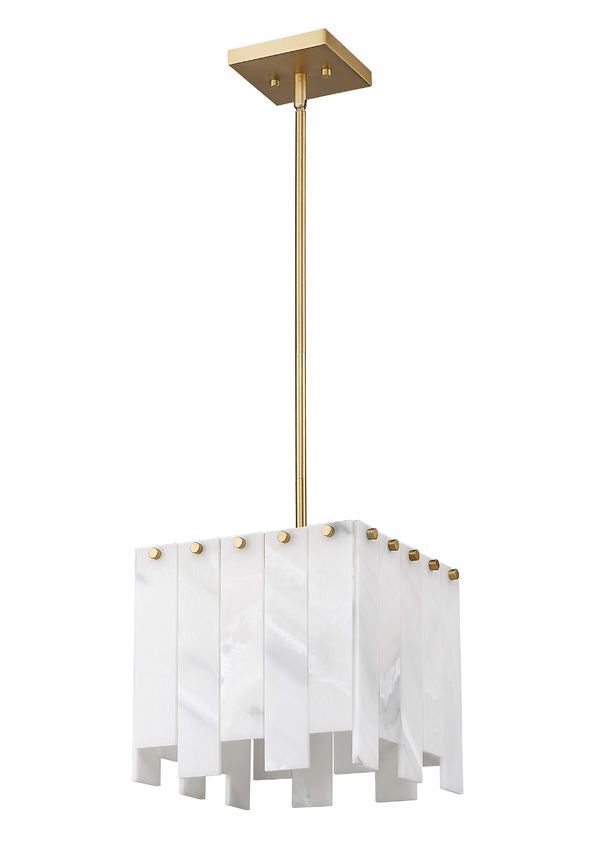 Z-Lite Viviana 12" 1-Light Rubbed Brass Pendant Light With Alabaster Resin Shade