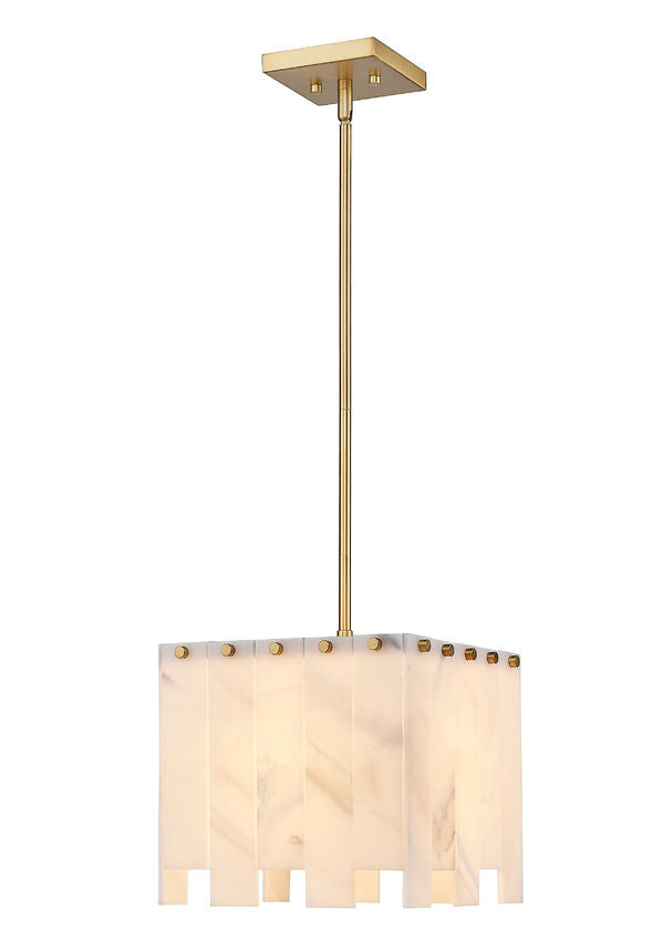 Z-Lite Viviana 12" 1-Light Rubbed Brass Pendant Light With Alabaster Resin Shade