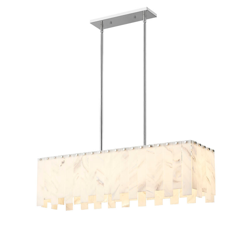 Z-Lite Viviana 12" 5-Light Polished Nickel Island Light With Alabaster Resin Shade