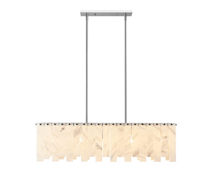 Z-Lite Viviana 12" 5-Light Polished Nickel Island Light With Alabaster Resin Shade