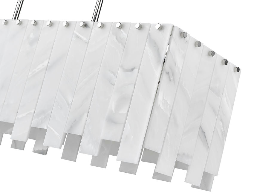 Z-Lite Viviana 12" 5-Light Polished Nickel Island Light With Alabaster Resin Shade