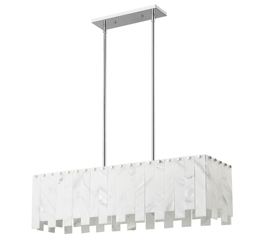 Z-Lite Viviana 12" 5-Light Polished Nickel Island Light With Alabaster Resin Shade