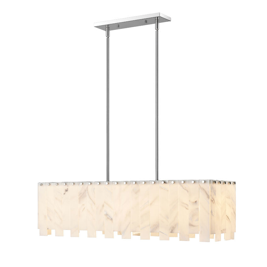 Z-Lite Viviana 12" 5-Light Polished Nickel Island Light With Alabaster Resin Shade