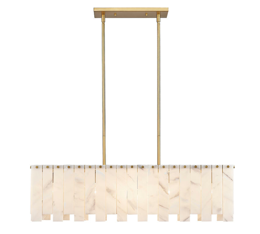 Z-Lite Viviana 12" 5-Light Rubbed Brass Island Light With Alabaster Resin Shade