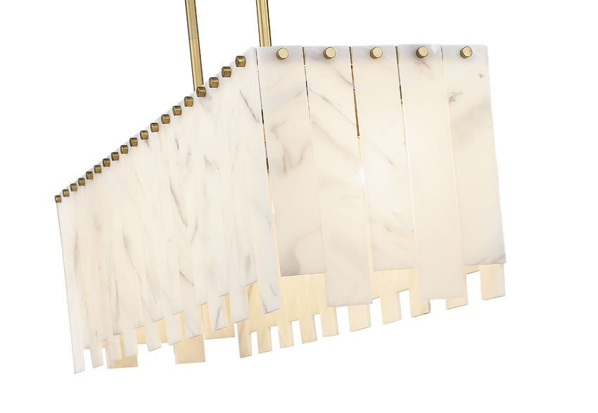 Z-Lite Viviana 12" 5-Light Rubbed Brass Island Light With Alabaster Resin Shade
