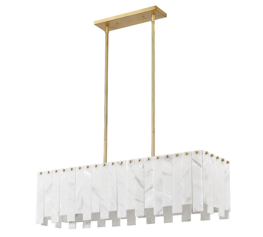 Z-Lite Viviana 12" 5-Light Rubbed Brass Island Light With Alabaster Resin Shade