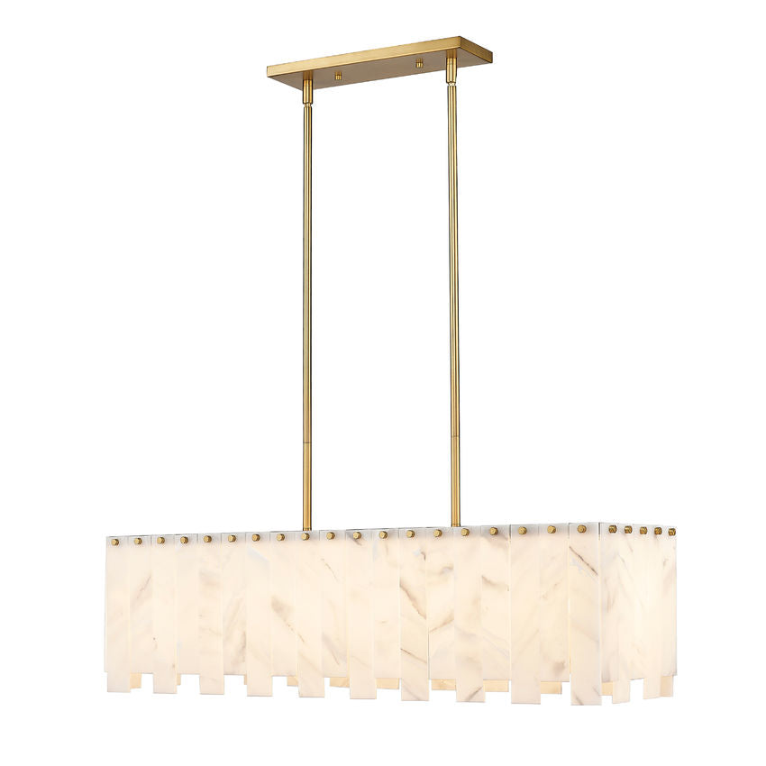 Z-Lite Viviana 12" 5-Light Rubbed Brass Island Light With Alabaster Resin Shade