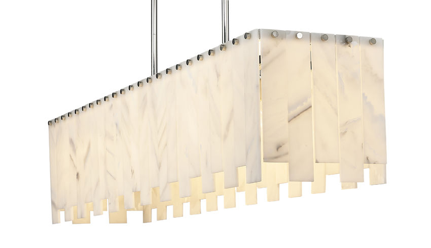 Z-Lite Viviana 12" 7-Light Polished Nickel Island Light With Alabaster Resin Shade