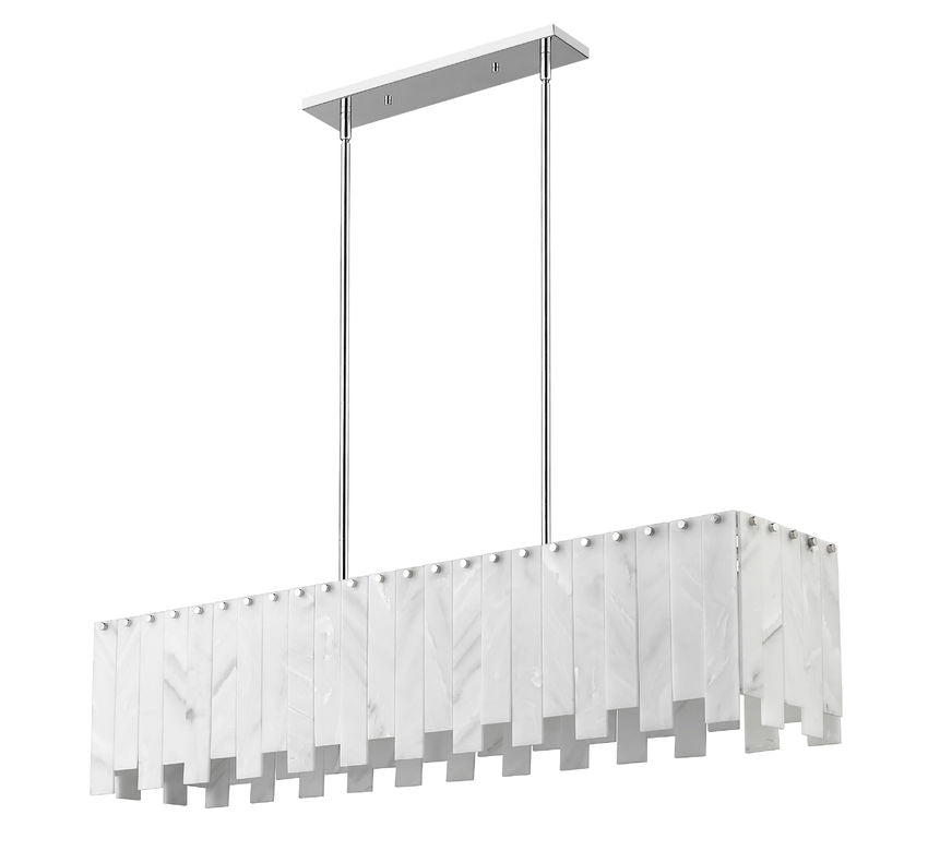 Z-Lite Viviana 12" 7-Light Polished Nickel Island Light With Alabaster Resin Shade