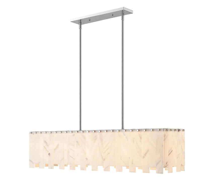 Z-Lite Viviana 12" 7-Light Polished Nickel Island Light With Alabaster Resin Shade