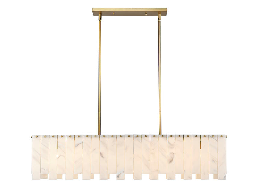Z-Lite Viviana 12" 7-Light Rubbed Brass Island Light With Alabaster Resin Shade