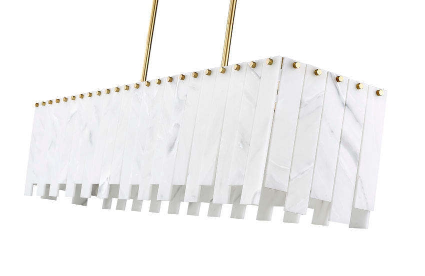 Z-Lite Viviana 12" 7-Light Rubbed Brass Island Light With Alabaster Resin Shade