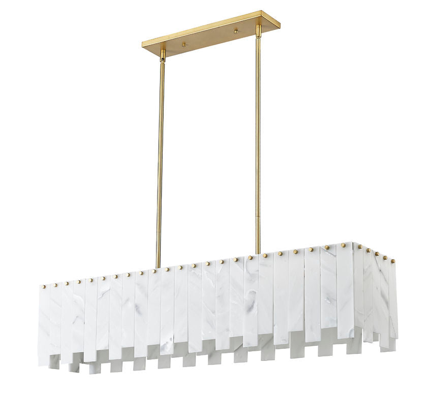 Z-Lite Viviana 12" 7-Light Rubbed Brass Island Light With Alabaster Resin Shade