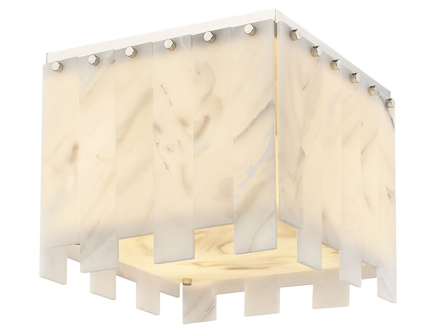 Z-Lite Viviana 14" 4-Light Polished Nickel Flush Mount Lighting With Resin Alabaster Shade