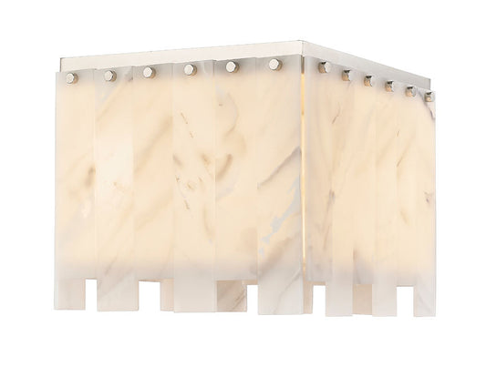 Z-Lite Viviana 14" 4-Light Polished Nickel Flush Mount Lighting With Resin Alabaster Shade