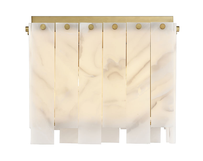 Z-Lite Viviana 14" 4-Light Rubbed Brass Flush Mount Lighting With Resin Alabaster Shade