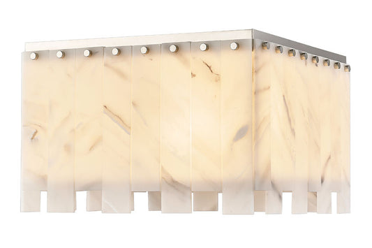 Z-Lite Viviana 18" 6-Light Polished Nickel Flush Mount Lighting With Resin Alabaster Shade