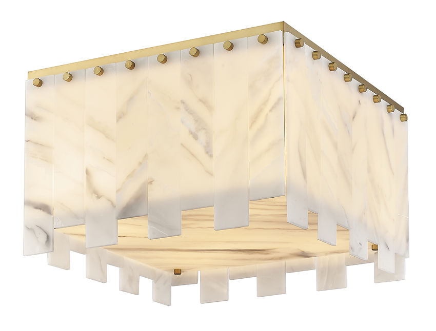 Z-Lite Viviana 18" 6-Light Rubbed Brass Flush Mount Lighting With Resin Alabaster Shade