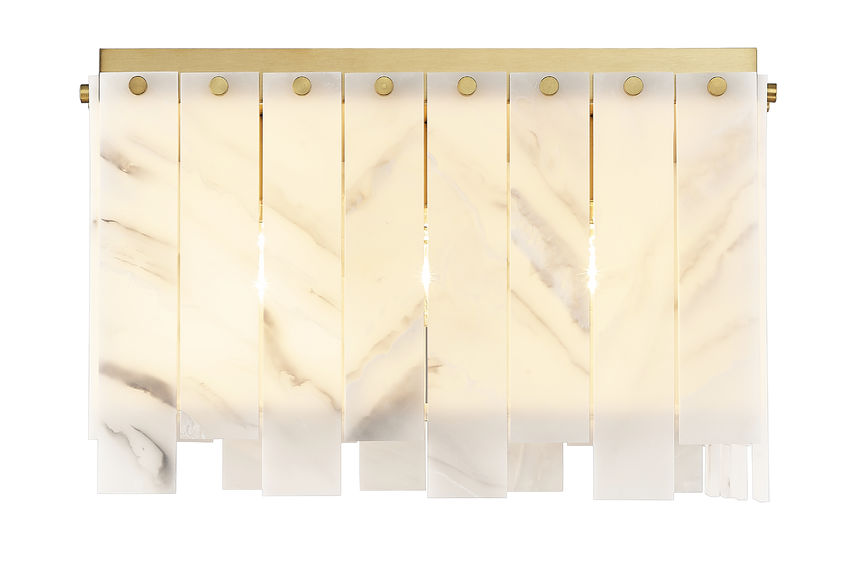 Z-Lite Viviana 18" 6-Light Rubbed Brass Flush Mount Lighting With Resin Alabaster Shade