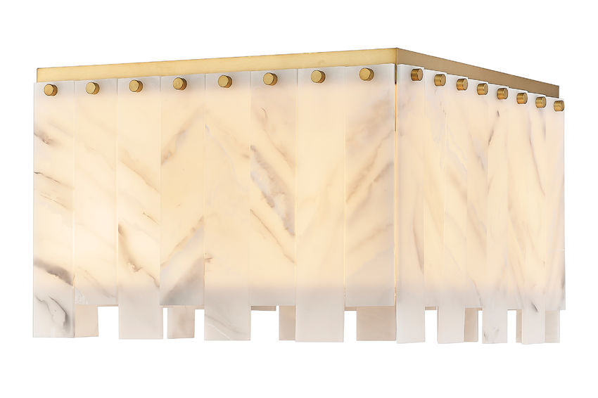 Z-Lite Viviana 18" 6-Light Rubbed Brass Flush Mount Lighting With Resin Alabaster Shade