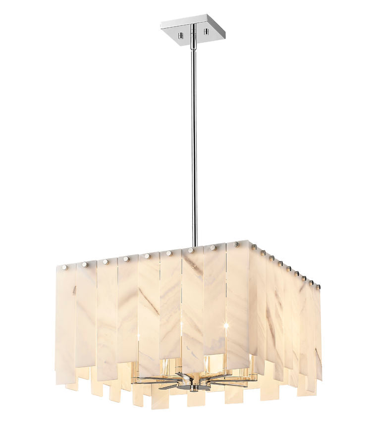 Z-Lite Viviana 20" 8-Light Polished Nickel Pendant Light With Alabaster Resin Shade
