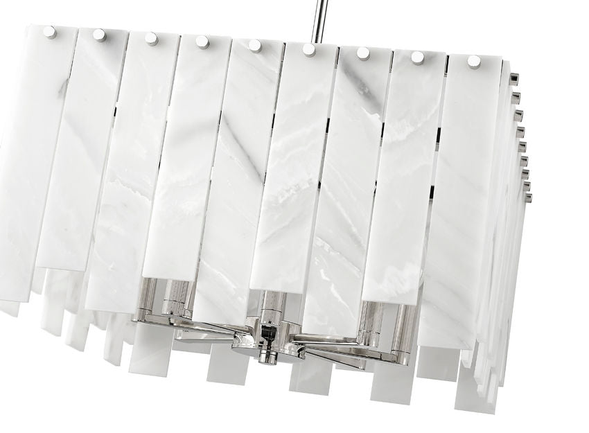 Z-Lite Viviana 20" 8-Light Polished Nickel Pendant Light With Alabaster Resin Shade