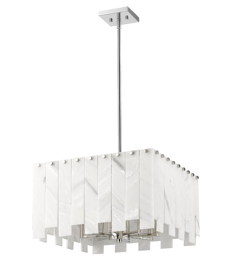 Z-Lite Viviana 20" 8-Light Polished Nickel Pendant Light With Alabaster Resin Shade