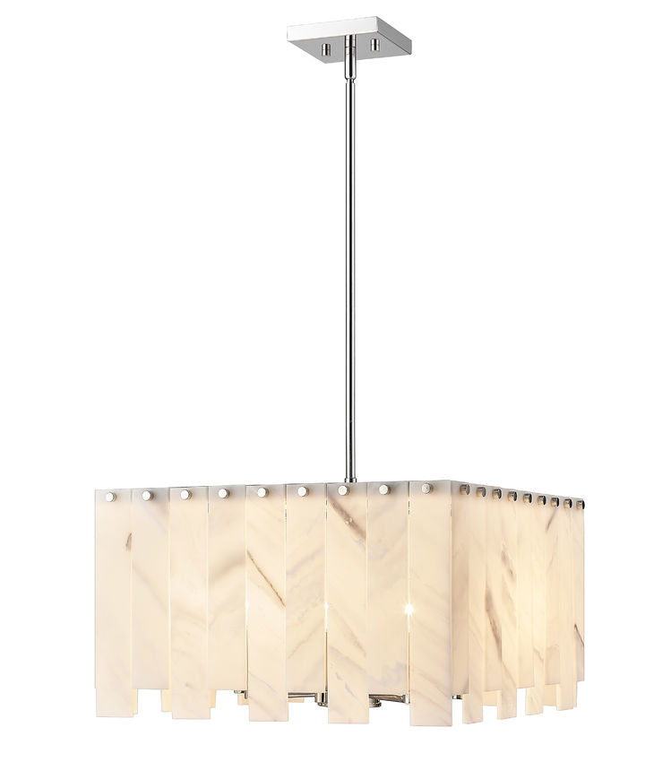 Z-Lite Viviana 20" 8-Light Polished Nickel Pendant Light With Alabaster Resin Shade