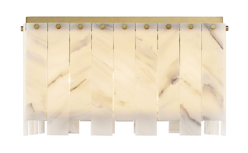 Z-Lite Viviana 20" 9-Light Rubbed Brass Flush Mount Lighting With Resin Alabaster Shade