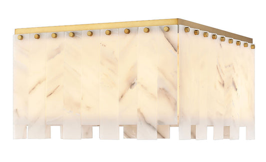 Z-Lite Viviana 20" 9-Light Rubbed Brass Flush Mount Lighting With Resin Alabaster Shade