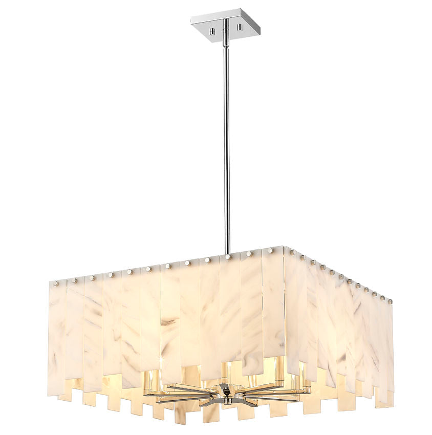 Z-Lite Viviana 26" 9-Light Polished Nickel Pendant Light With Alabaster Resin Shade