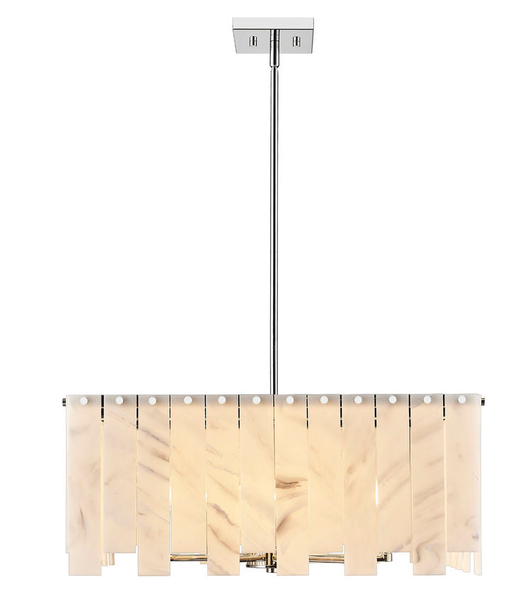 Z-Lite Viviana 26" 9-Light Polished Nickel Pendant Light With Alabaster Resin Shade