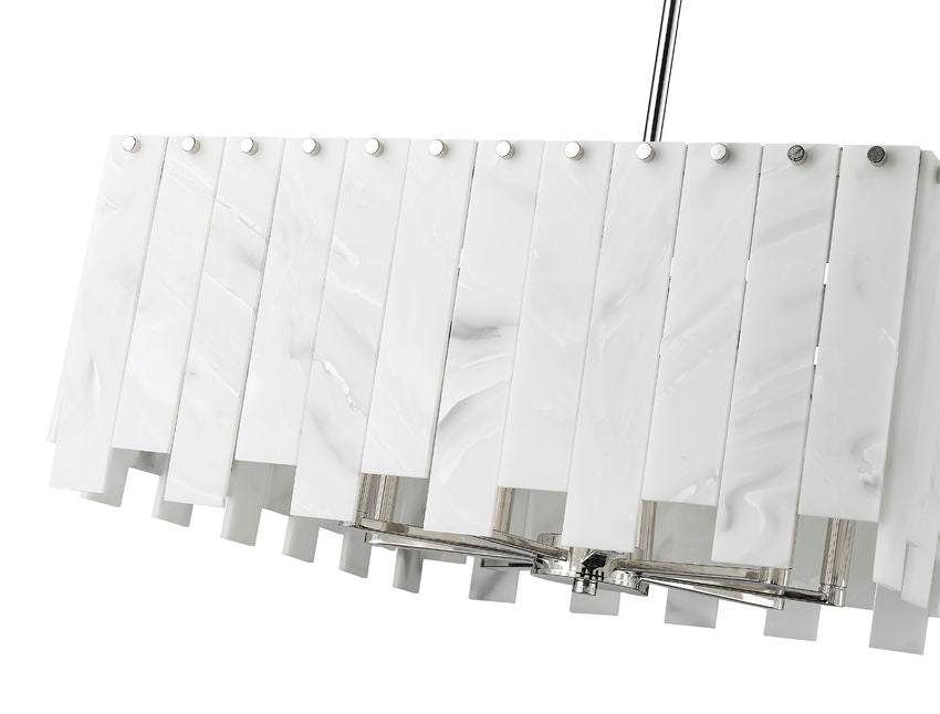 Z-Lite Viviana 26" 9-Light Polished Nickel Pendant Light With Alabaster Resin Shade