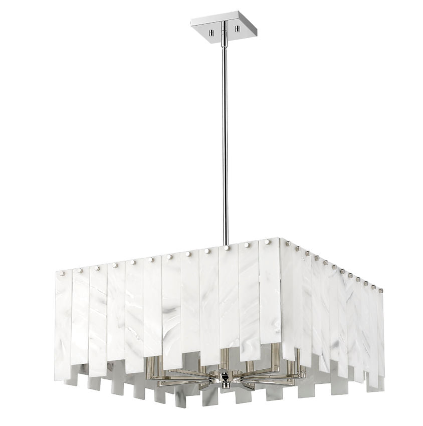 Z-Lite Viviana 26" 9-Light Polished Nickel Pendant Light With Alabaster Resin Shade