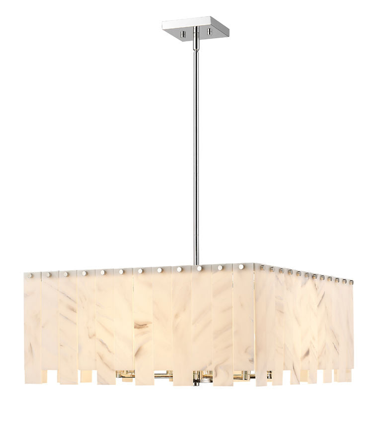 Z-Lite Viviana 26" 9-Light Polished Nickel Pendant Light With Alabaster Resin Shade