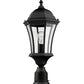 Z-Lite Wakefield 10" 1-Light Black Aluminum Outdoor Pier Mounted Fixture With Clear Beveled Glass Shade and Round Pier Mount Hardware