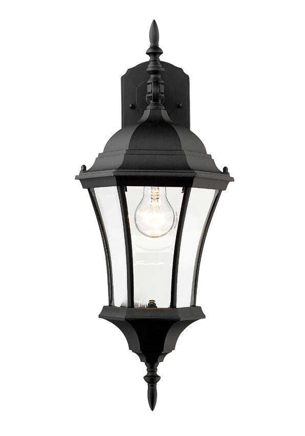 Z-Lite Wakefield 10" 1-Light Black Aluminum Outdoor Wall Sconce With Clear Beveled Glass Shade