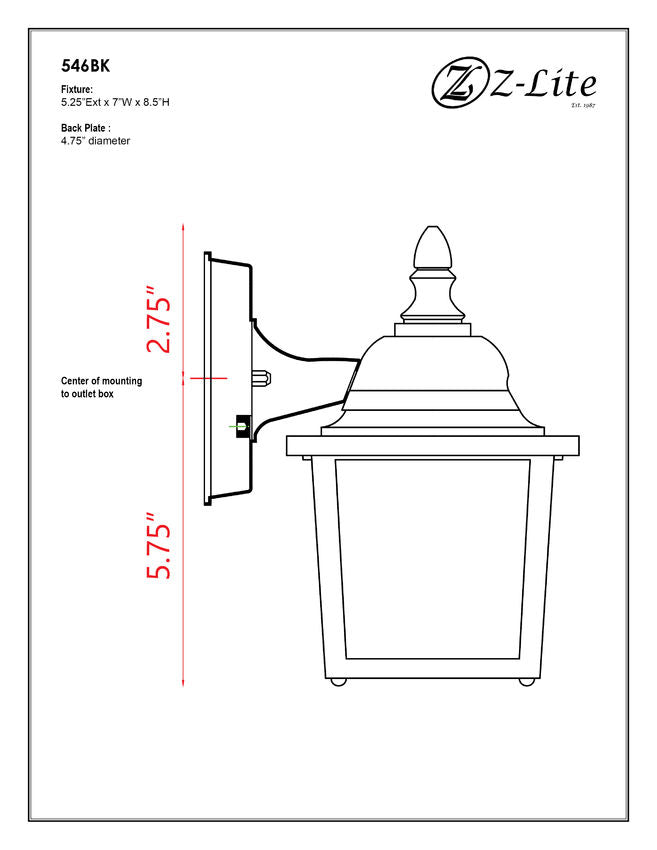 Z-Lite Waterdown 7" 1-Light Black Outdoor Wall Sconce With Clear Beveled Glass Shade