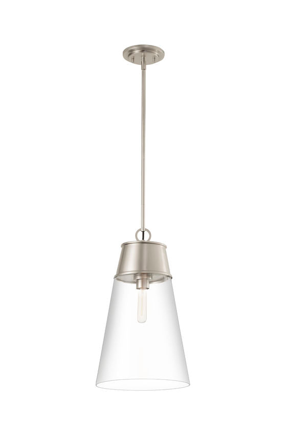 Z-Lite Wentworth 12" 1-Light Brushed Nickel Pendant Light With Clear Glass Shade